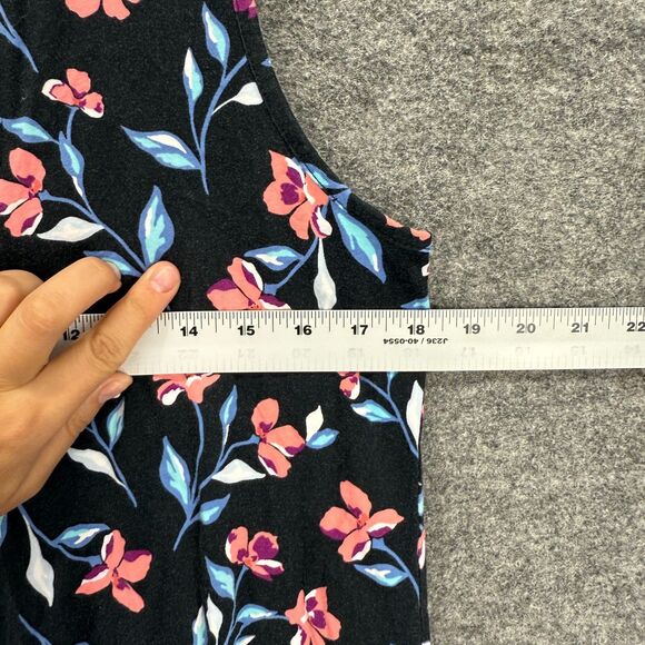 Lands' End Dress Women M Medium Black Floral Shift Short V-Neck Sleeveless - Picture 4 of 7